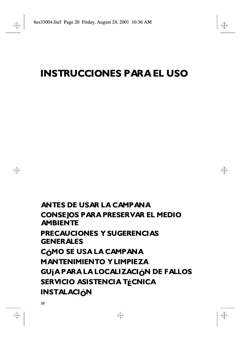 Imagen de la primera página del manual del dispositivo HOO 100 S
