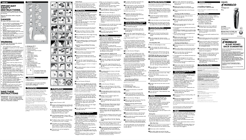 Image de la première page du manuel de l'appareil Norelco Multigroom 7100 QG3384