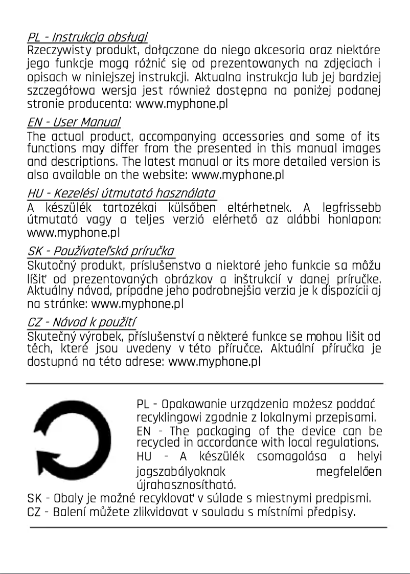 Page 1 de la notice Manuel utilisateur myPhone Halo S