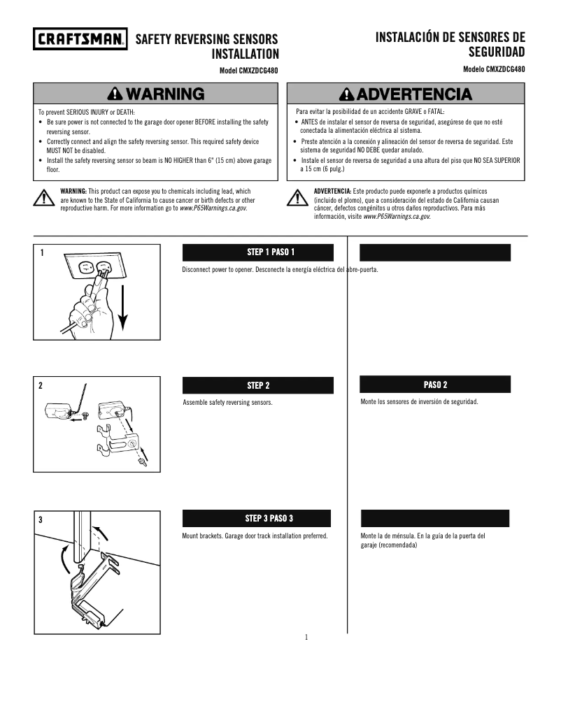 Page 1 de la notice Manuel utilisateur Craftsman CMXZDCG480
