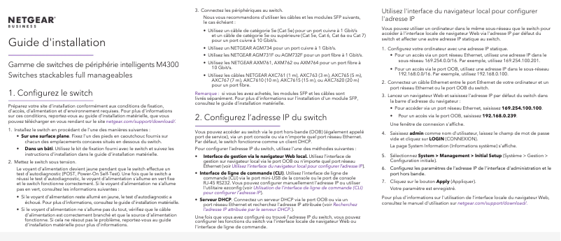 Page 1 de la notice Guide d'installation Netgear M4300-52G