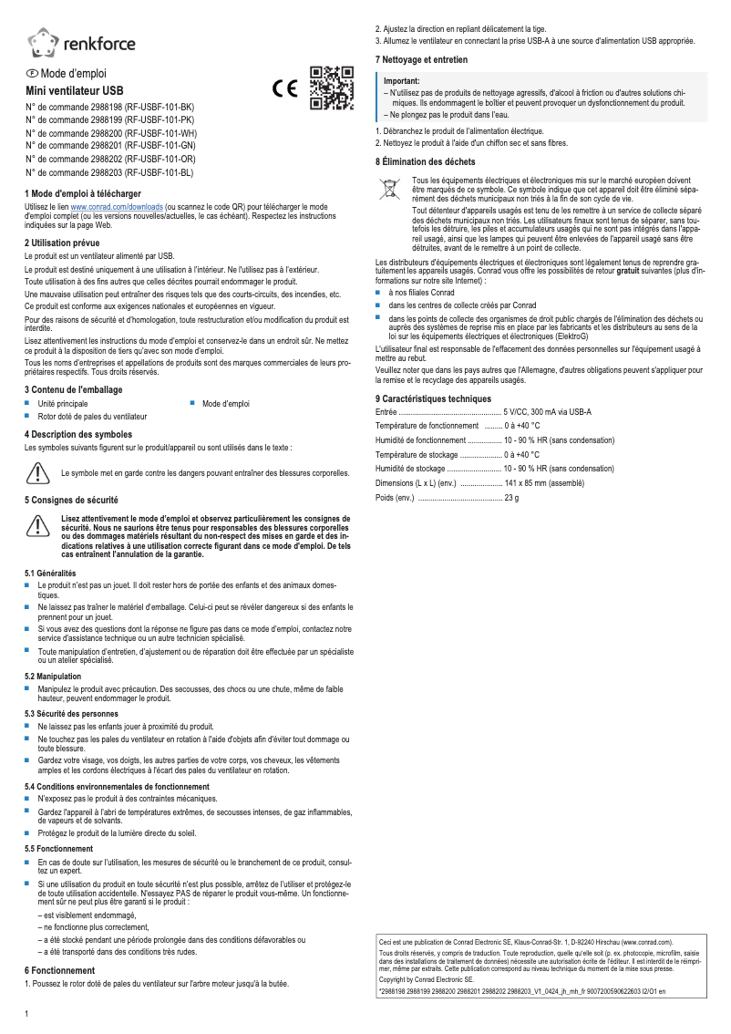 Image de la première page du manuel de l'appareil RF-USBF-101-BL
