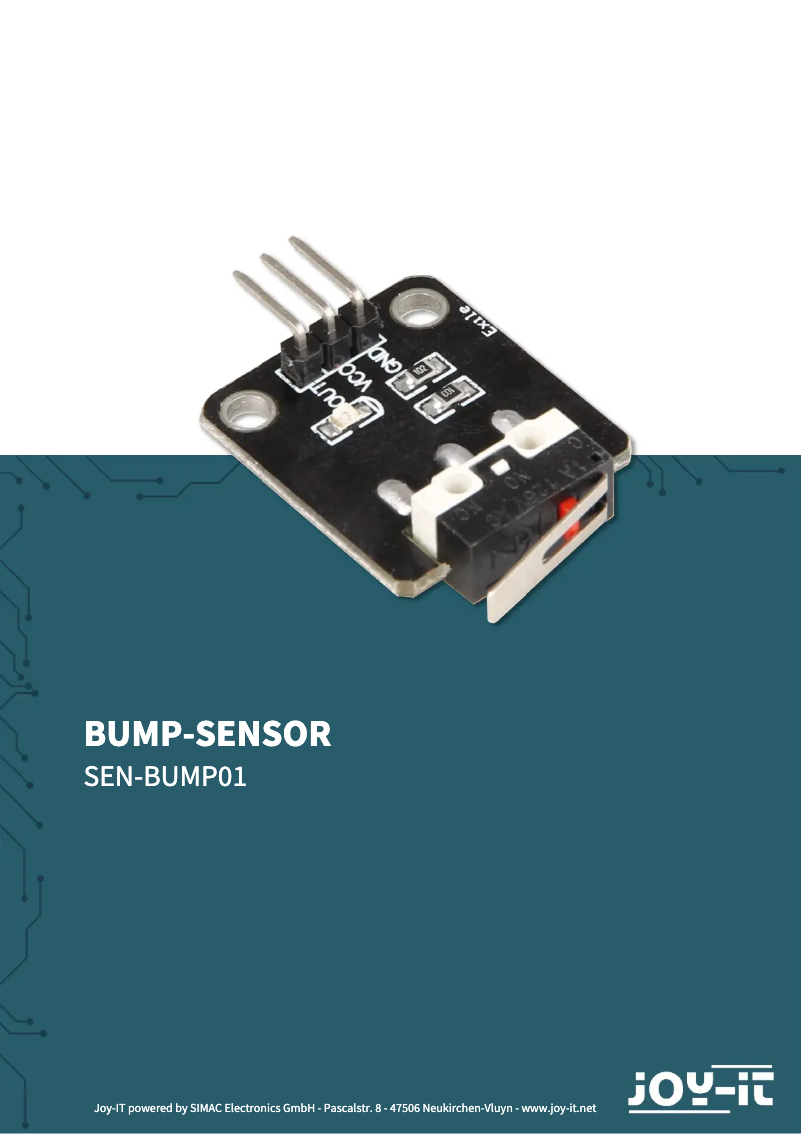 Page 1 of the manual User Manual Joy-It SEN-BUMP01