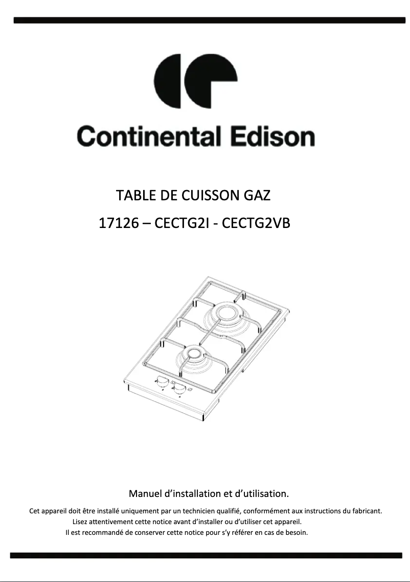 Page n°1 - Manuel utilisateur Continental Edison CECTG2I