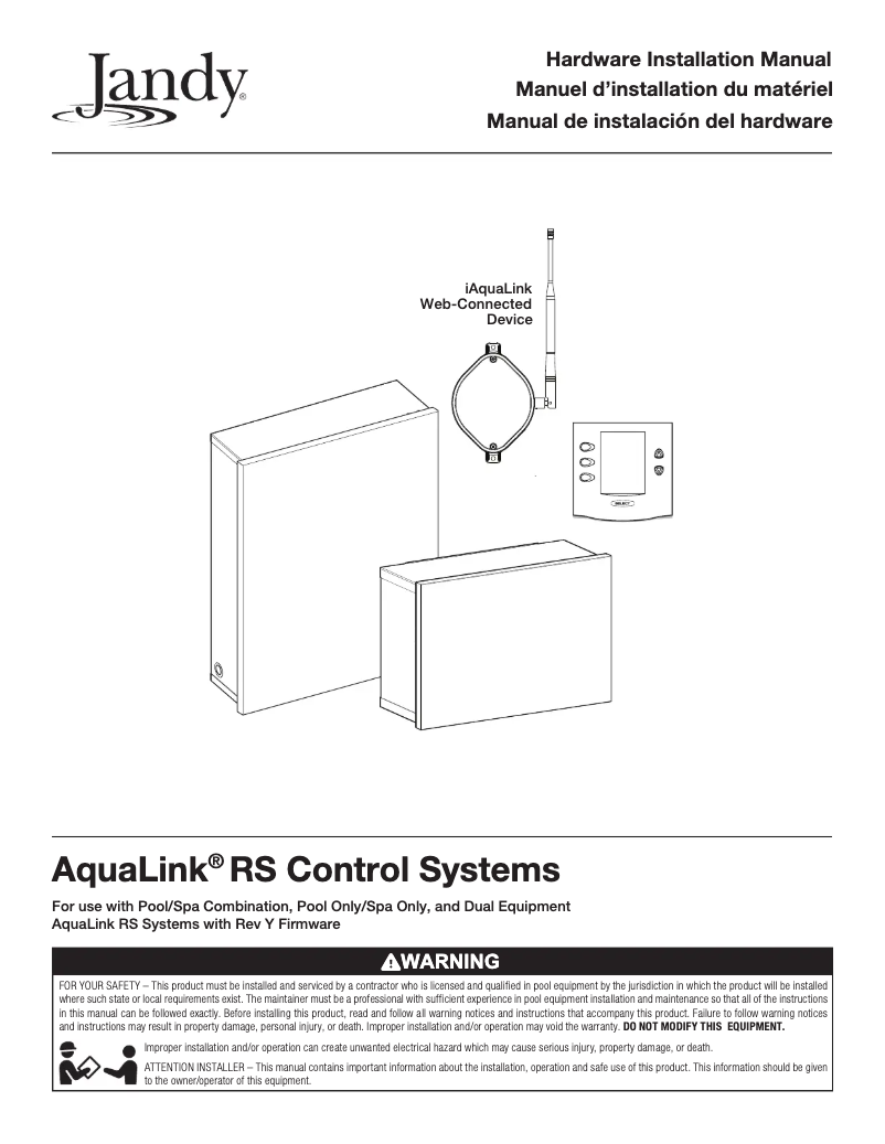 Page n°1 - Manuel utilisateur JANDY AquaLink RS OneTouch
