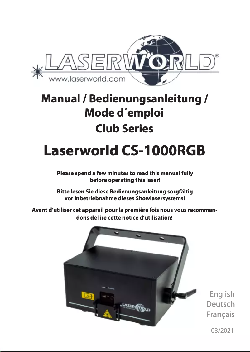 Page n°1 - Manuel utilisateur Laserworld CS-1000RGB MK3