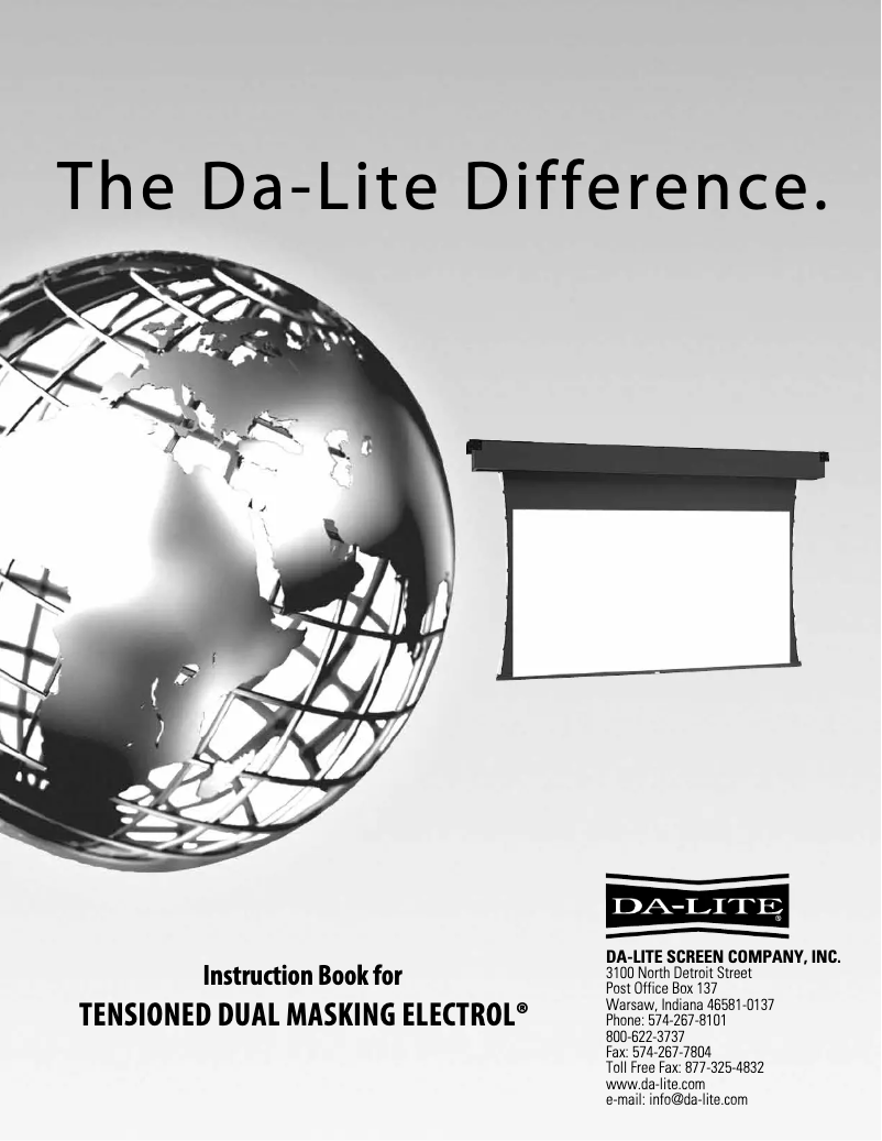 Page 1 de la notice Manuel utilisateur Da-Lite Tensioned Dual Masking Electrol