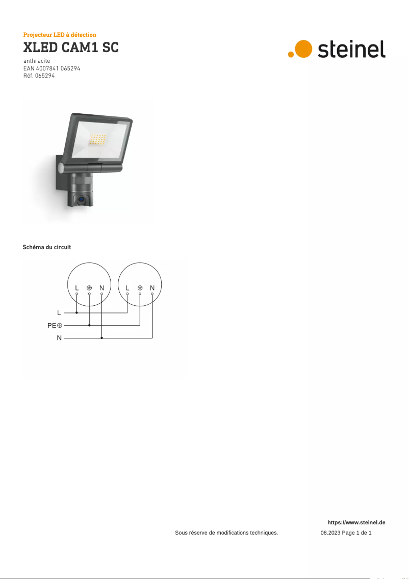 Image de la première page du manuel de l'appareil XLED CAM1 SC