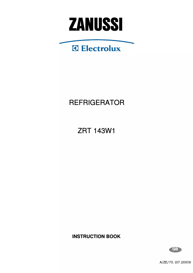 Page n°1 - Manuel utilisateur Zanussi-Electrolux ZRT143W1