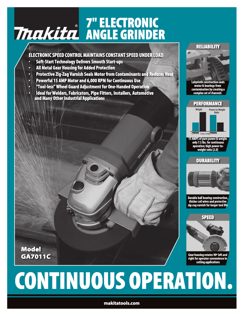 Page 1 de la notice Manuel utilisateur Makita GA7011C