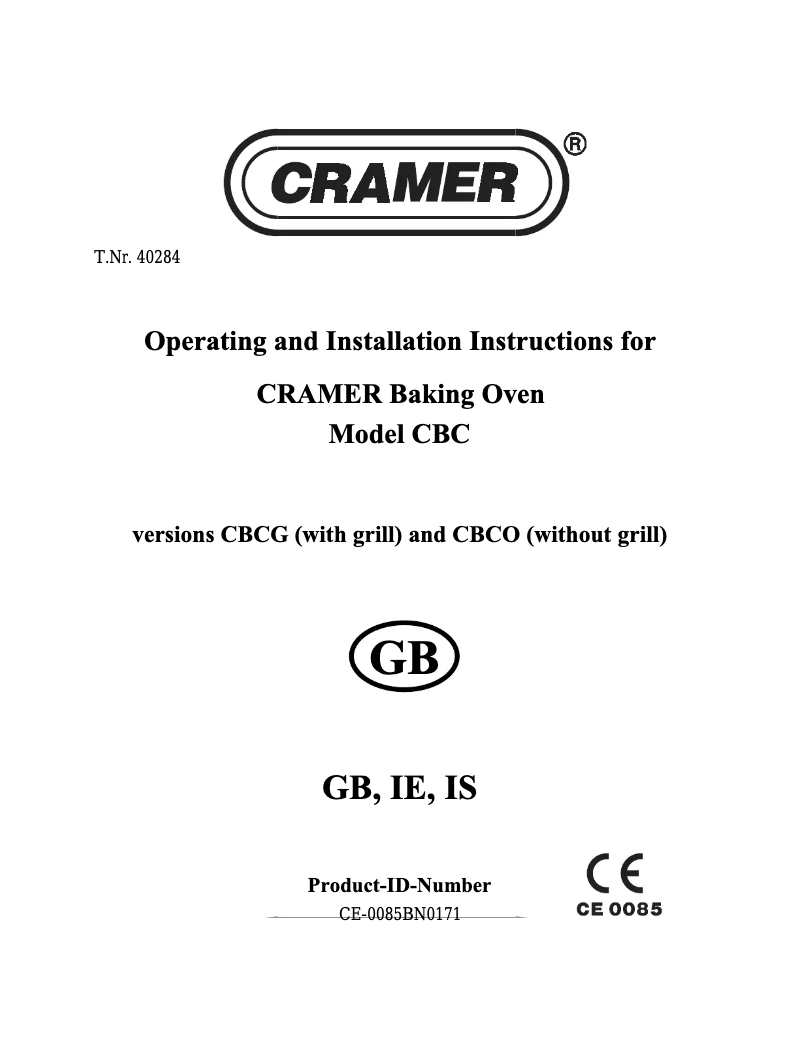 Page 1 de la notice Manuel utilisateur Cramer CBC