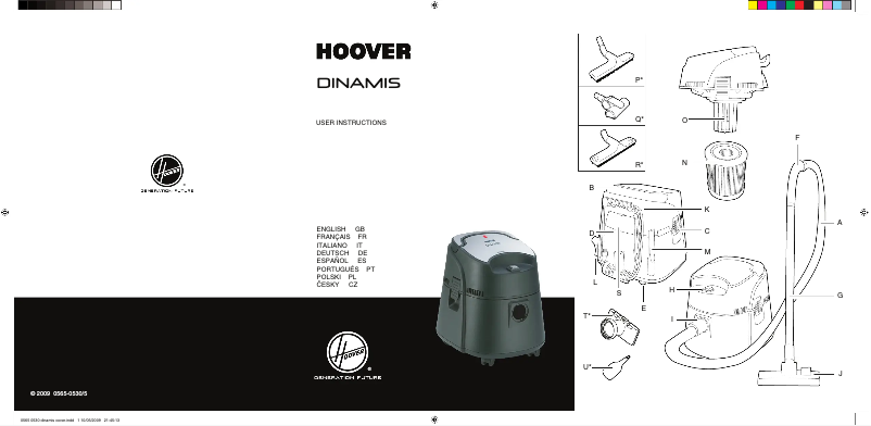 Page 1 de la notice Manuel utilisateur Hoover Dinamis