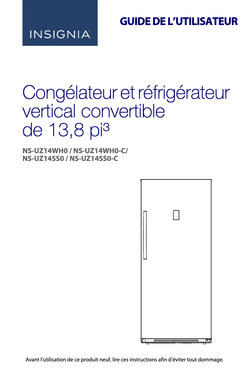 Page n°1 - Manuel utilisateur Insignia NS-UZ14WH0
