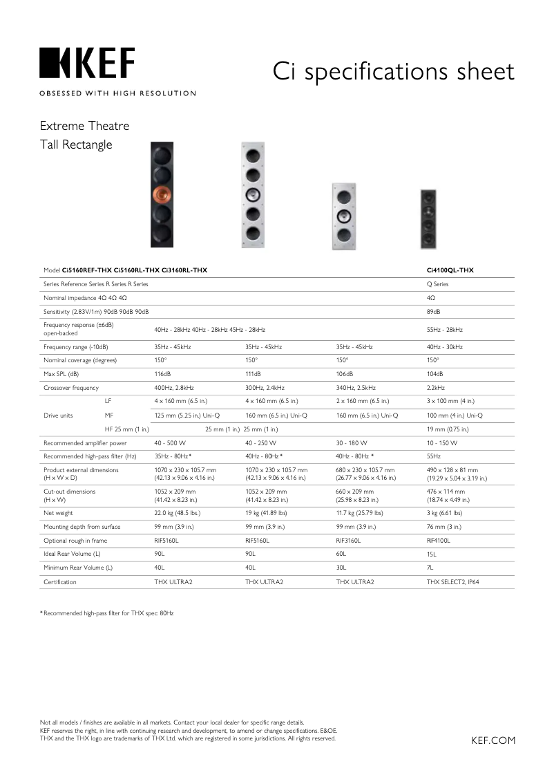 Page n°1 - Fiche technique KEF Ci160TS