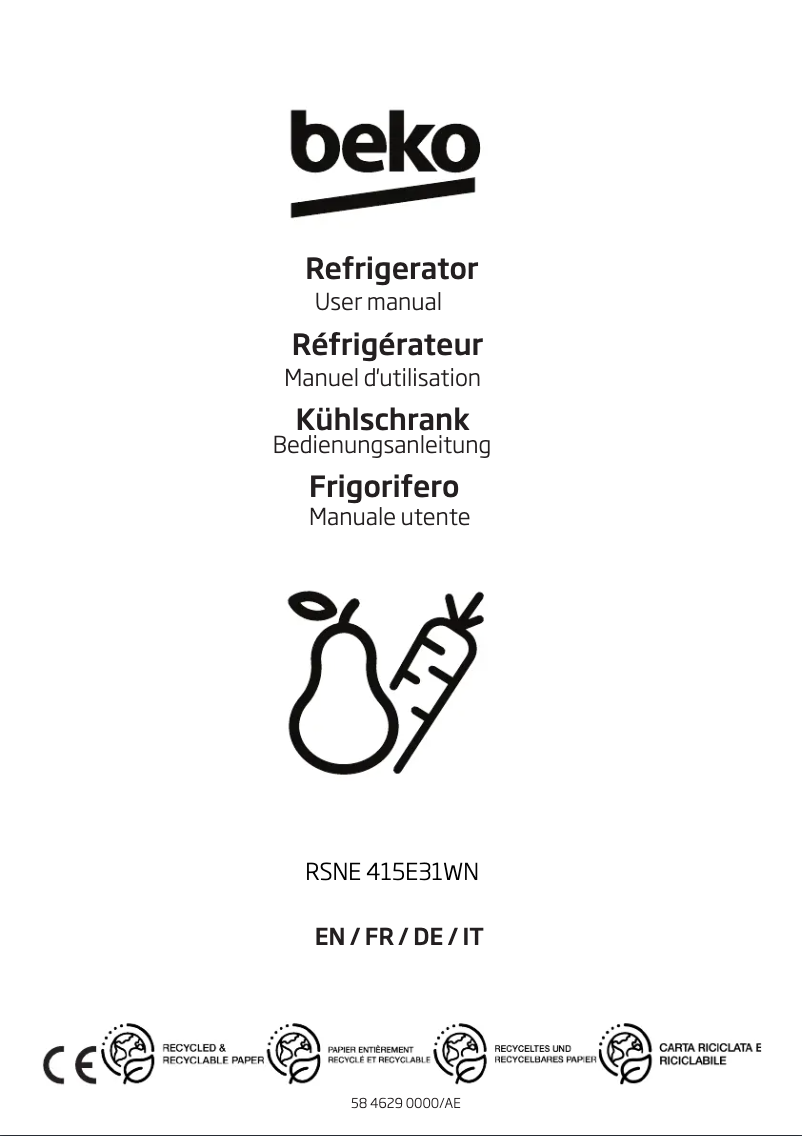 Image de la première page du manuel de l'appareil RSNE415E31WN