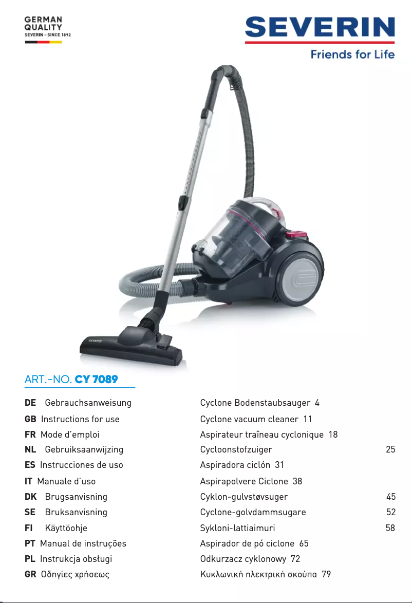 Page 1 de la notice Manuel utilisateur Severin CY 7089