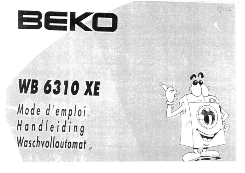 Page 1 de la notice Manuel utilisateur Beko WB 6310 XE