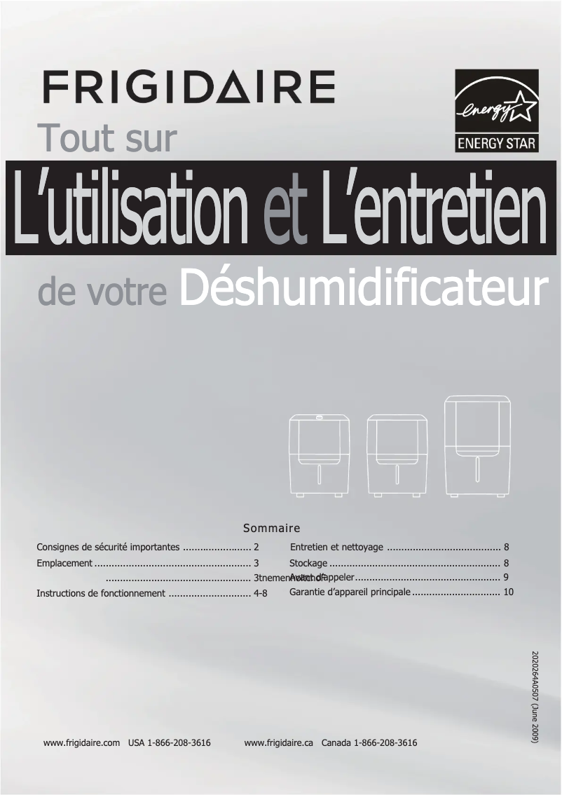 Page n°1 - Manuel utilisateur Frigidaire LAD304NUL