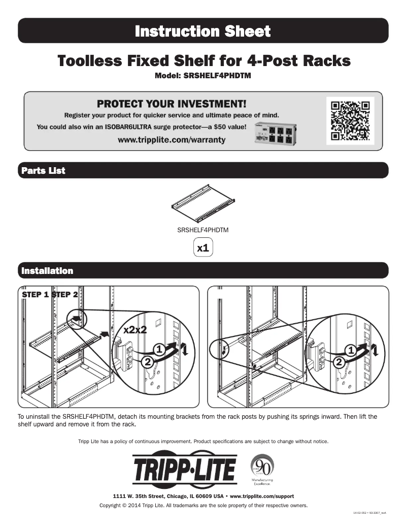 Página 1 del manual Manual de usuario Tripp Lite SRSHELF4PHDTM