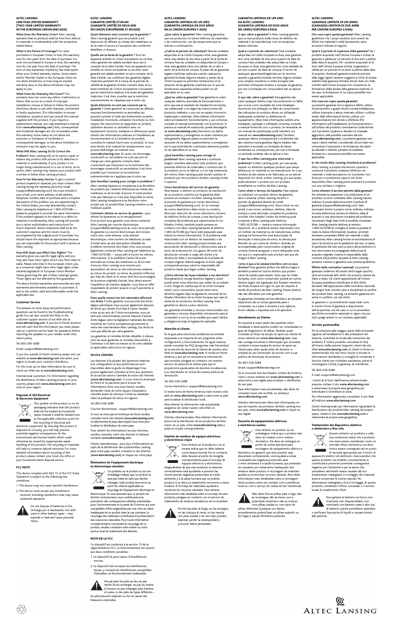 Page 1 de la notice Manuel utilisateur Altec Lansing Nobi iMT217