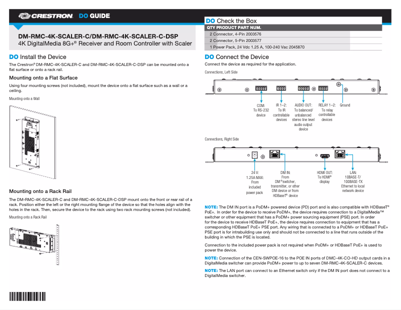 Page 1 de la notice Manuel utilisateur Crestron DM-RMC-4K-SCALER-C