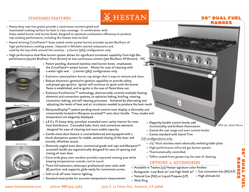 Page n°1 - Fiche technique Hestan KRD364GD-NG
