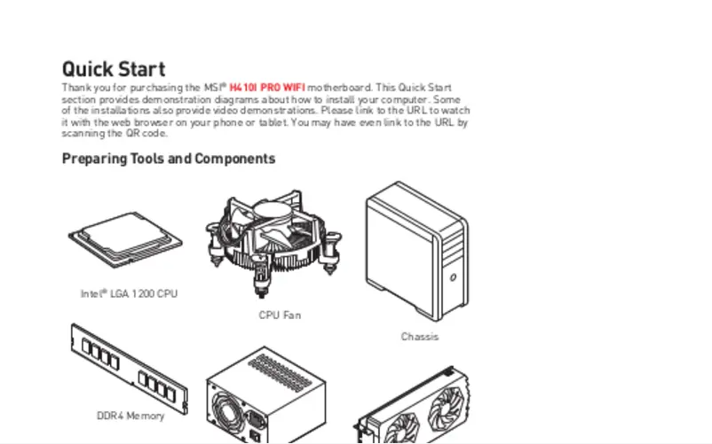 Page n°1 - Manuel utilisateur MSI H410I Pro Wifi