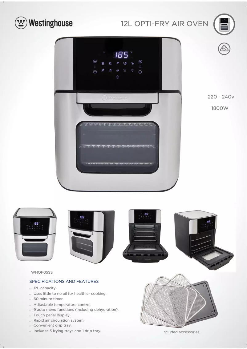 Page 1 de la notice Fiche technique Westinghouse WHOF05SS