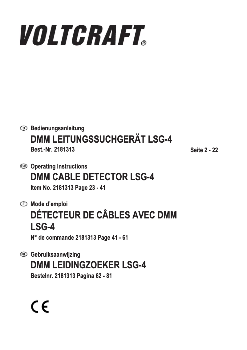 Page 1 de la notice Manuel utilisateur Voltcraft LSG-4