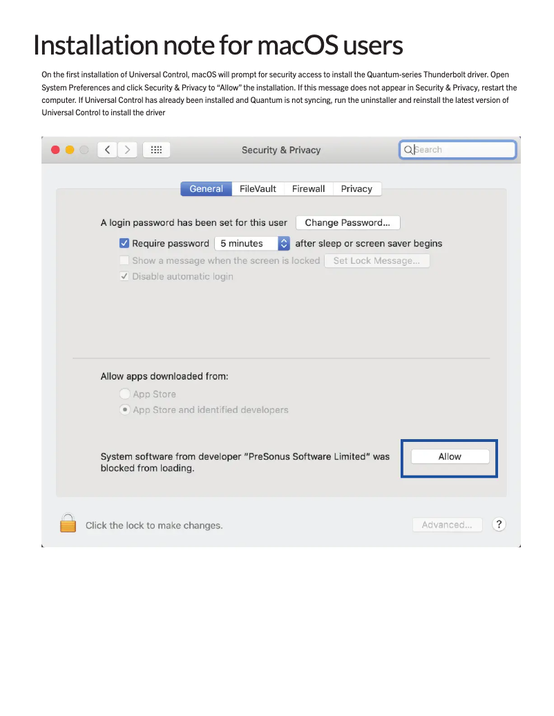 Page 1 de la notice Guide d'installation PreSonus Quantum