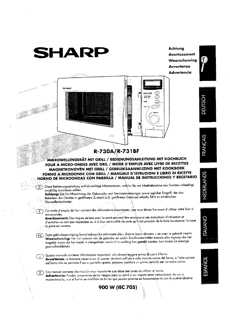 Page 1 de la notice Manuel utilisateur Sharp R-731A