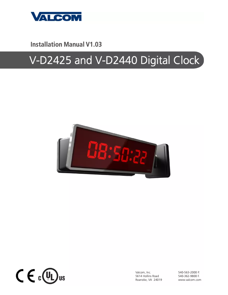 Page n°1 - Manuel utilisateur Valcom V-D2425