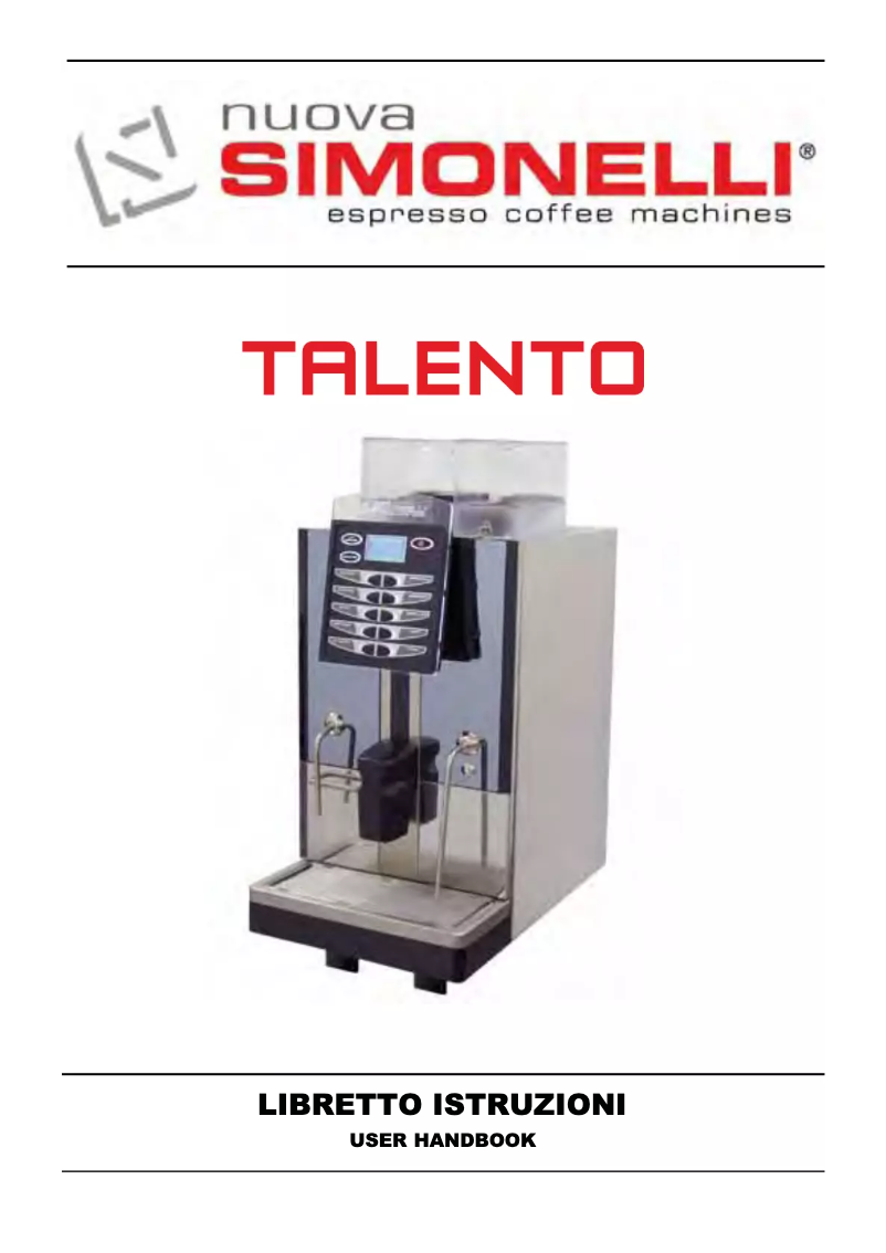 Page 1 de la notice Manuel utilisateur Nuova Simonelli Talento One Step
