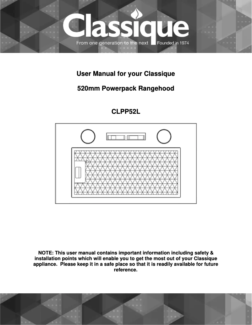 Page n°1 - Manuel utilisateur Classique CLPP52L