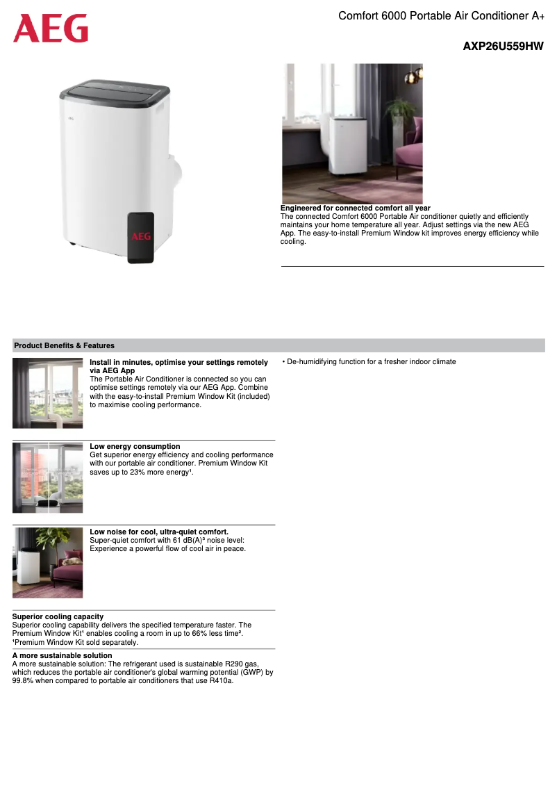 Page n°1 - Fiche technique AEG AXP26U559HW