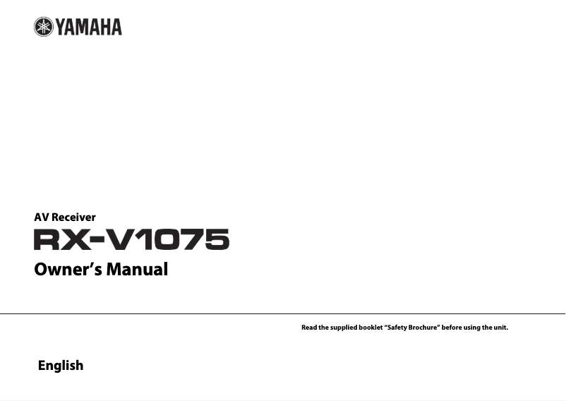 Page n°1 - Manuel utilisateur Yamaha RX-V1075