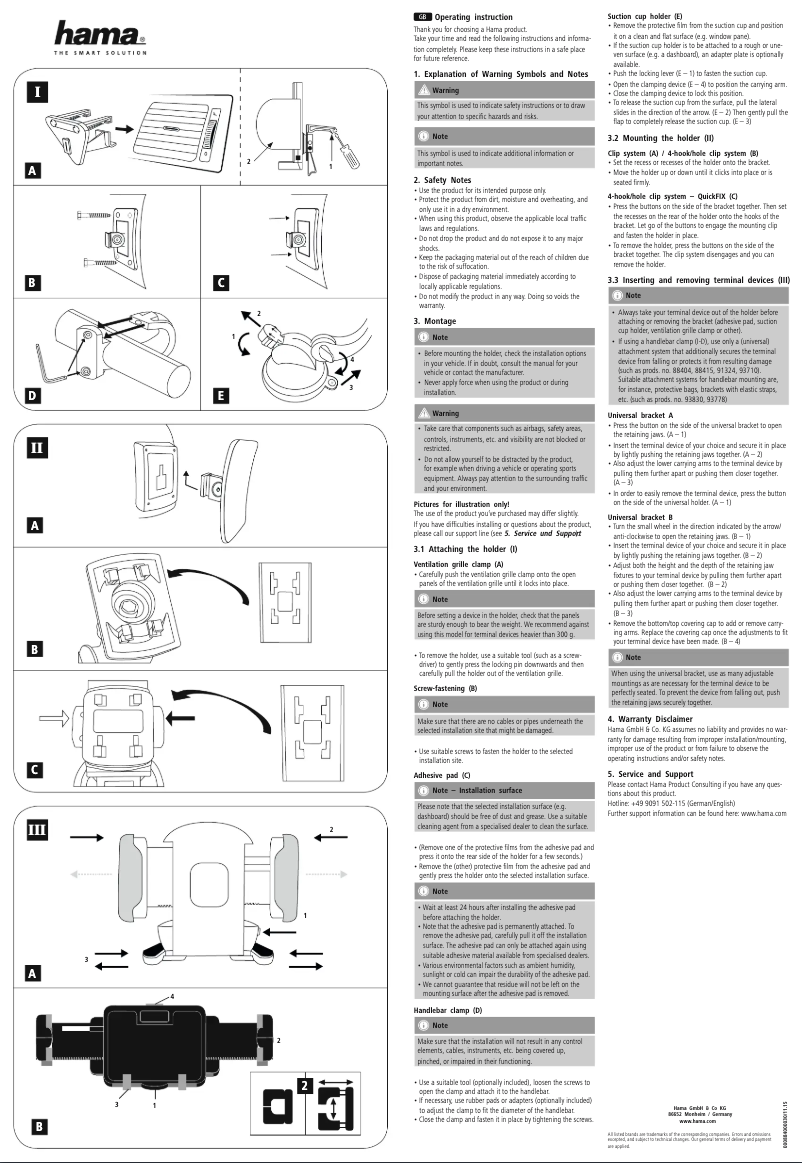 Page 1 de la notice Manuel utilisateur Hama 088415