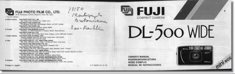 Page n°1 - Manuel utilisateur Fuji DL-500 Wide