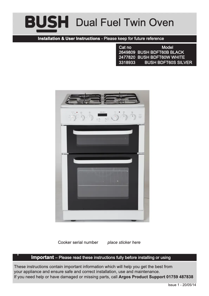 Imagen de la primera página del manual del dispositivo BDFT60B