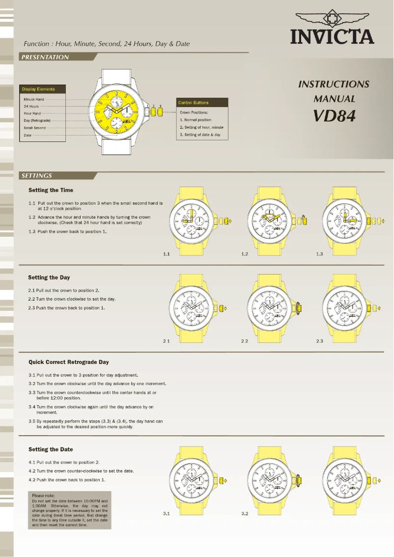 Page n°1 - Manuel utilisateur Invicta Russian Diver 17666