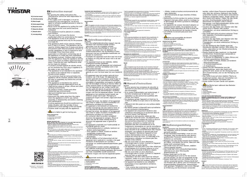 Page 1 de la notice Manuel utilisateur TriStar PD-8806AH