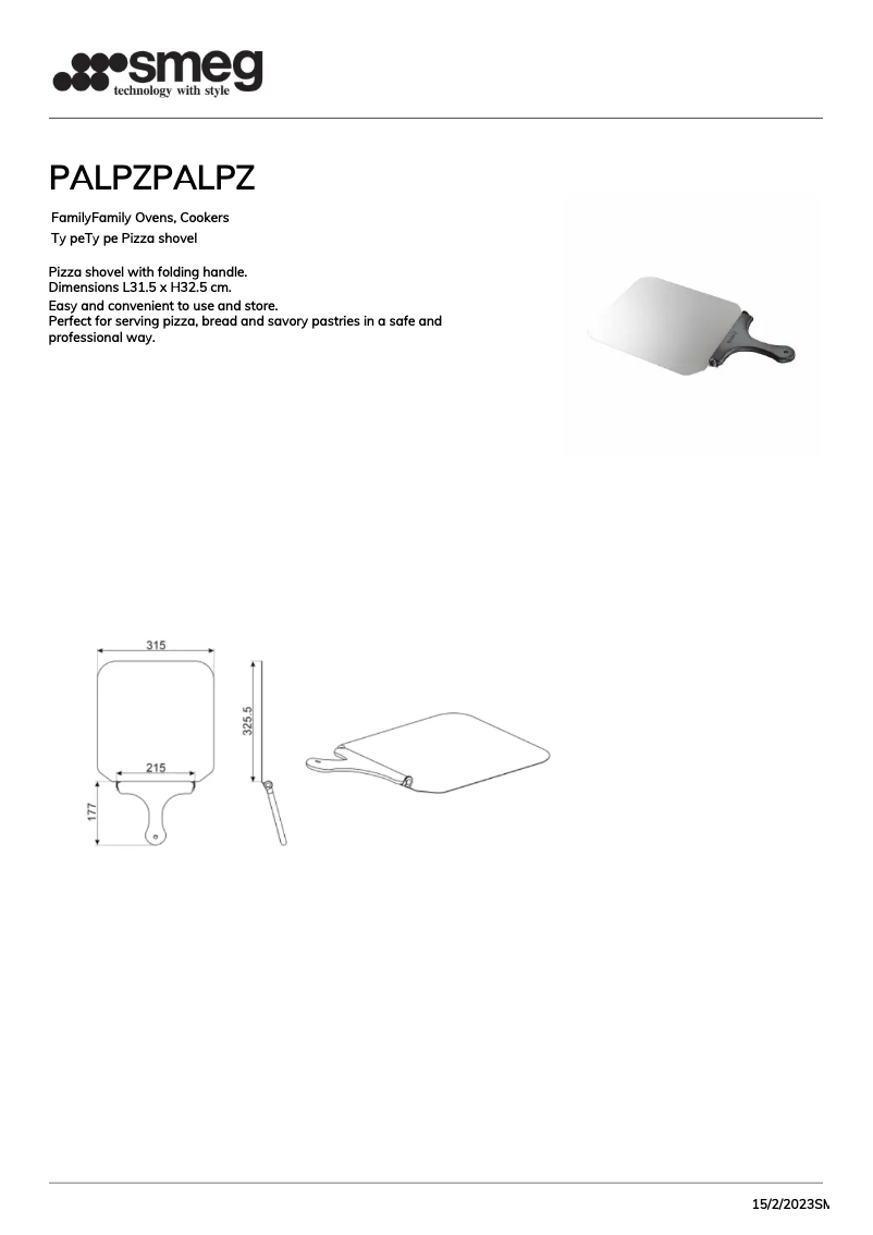 Page 1 de la notice Brochure Smeg PALPZ