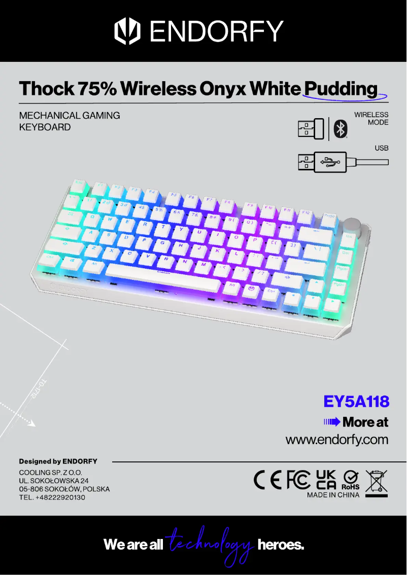 Page 1 de la notice Manuel utilisateur ENDORFY Thock 75% Wireless Pudding