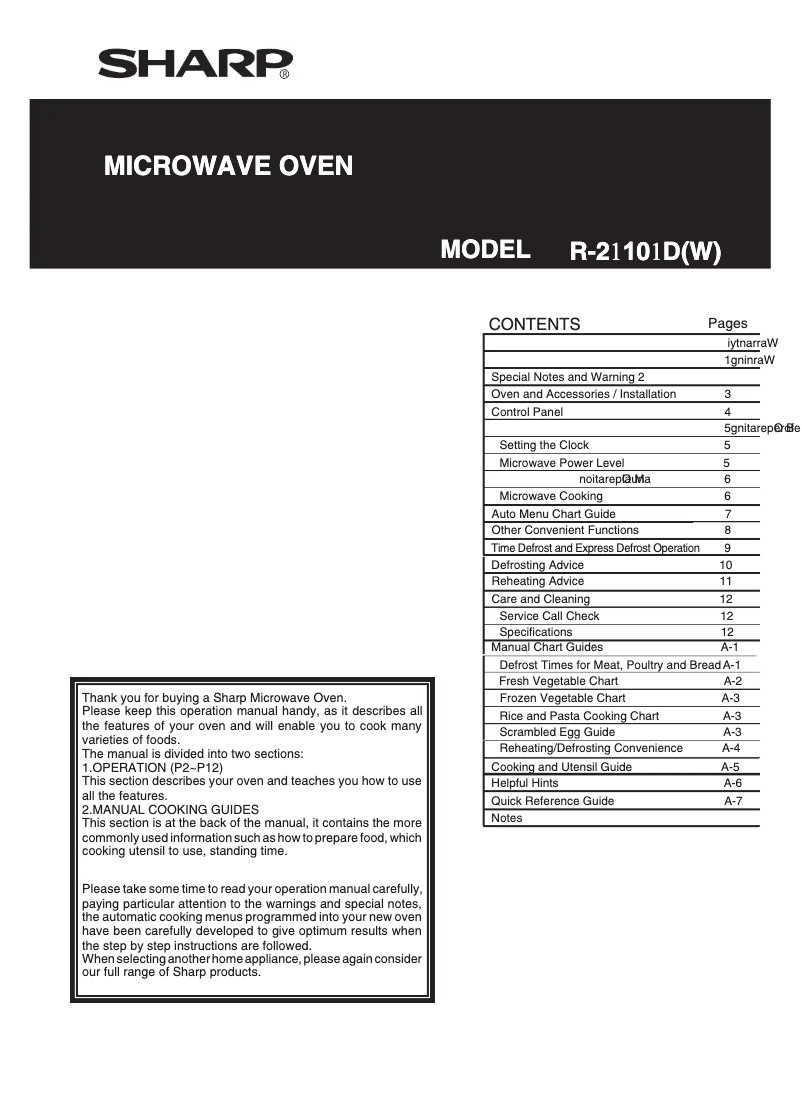 Page n°1 - Manuel utilisateur Sharp R-210DW