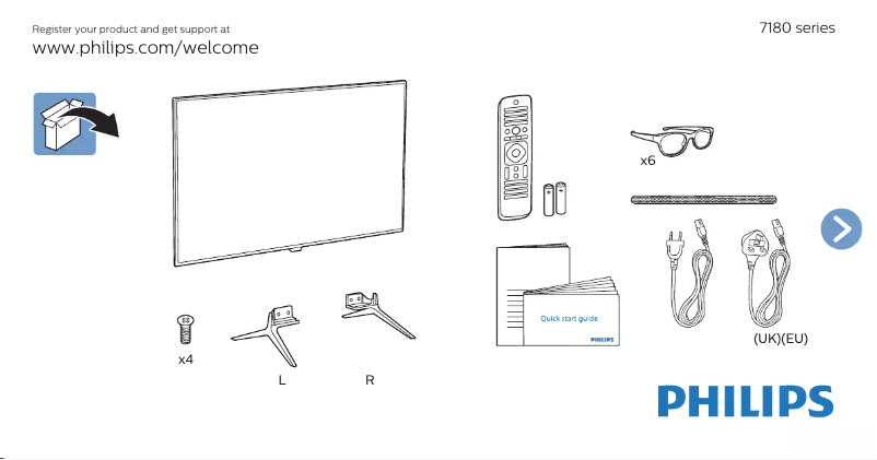 Page n°1 - Guide de démarrage rapide Philips 49PUS7180