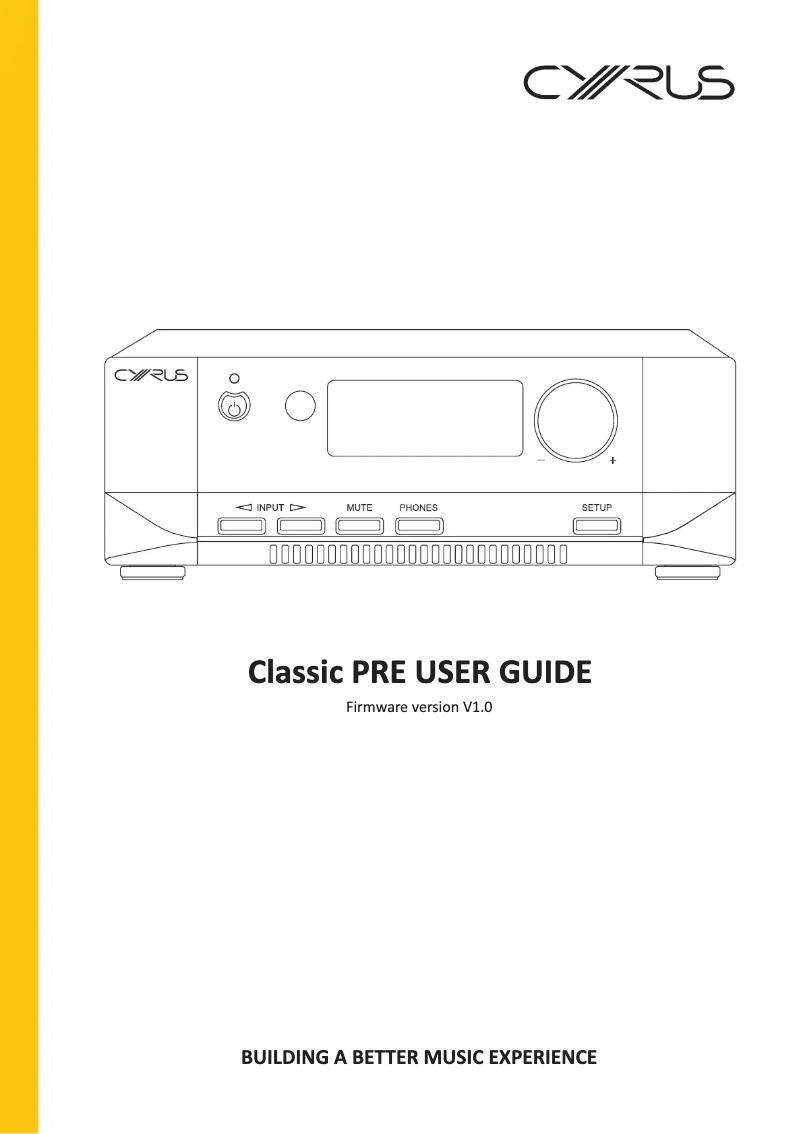 Page 1 de la notice Manuel utilisateur Cyrus Classic PRE