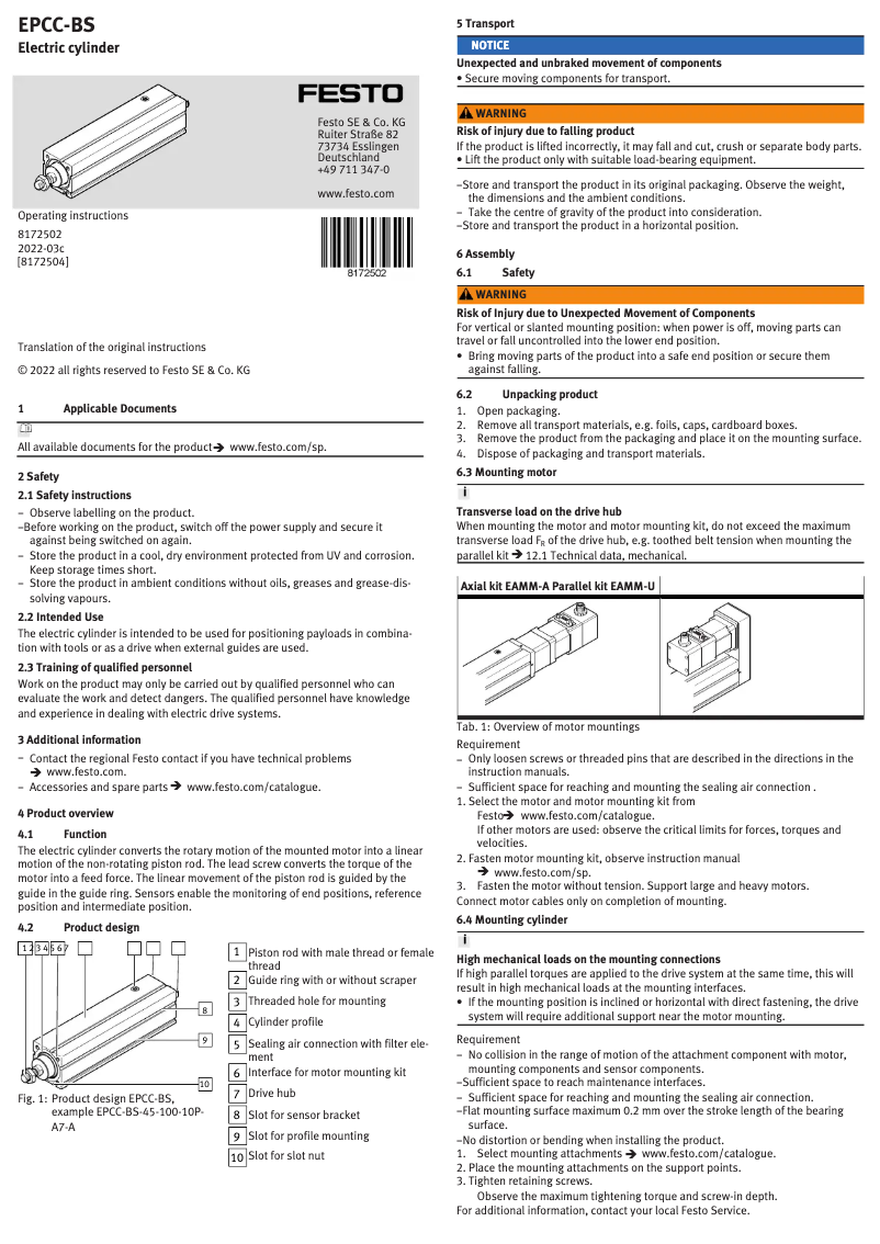 Image de la première page du manuel de l'appareil EPCC-BS-60-75-5P-A