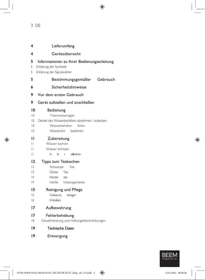 Página 1 del manual Manual de usuario BEEM Katharina