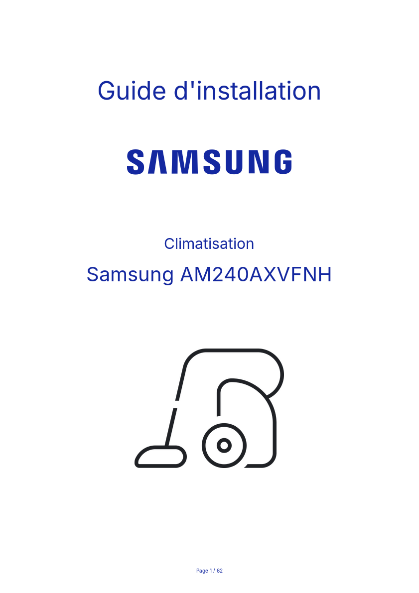 Page n°1 - Guide d'installation Samsung AM240AXVFNH