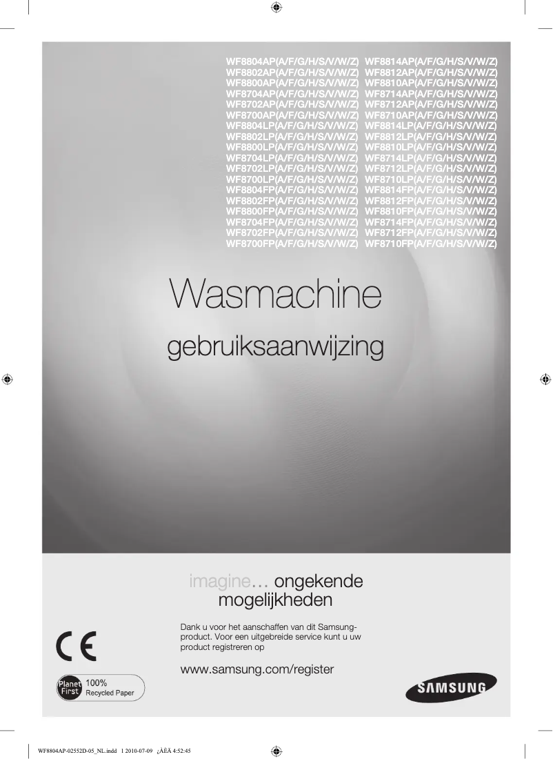 Page n°1 - Manuel utilisateur Samsung WF8702FP